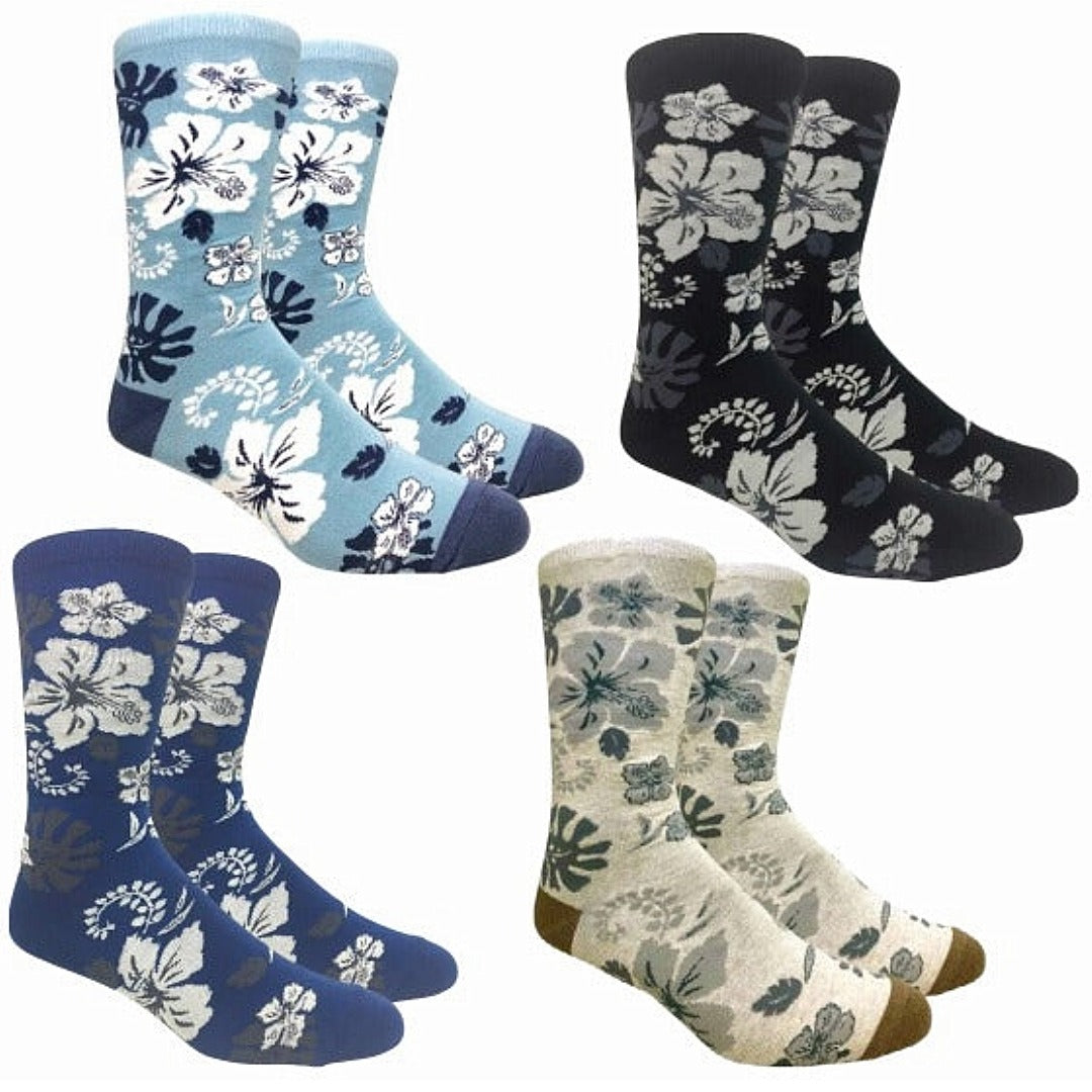 Aloha Hawaiian Floral Hibiscus Pattern Socks (Adult Large)