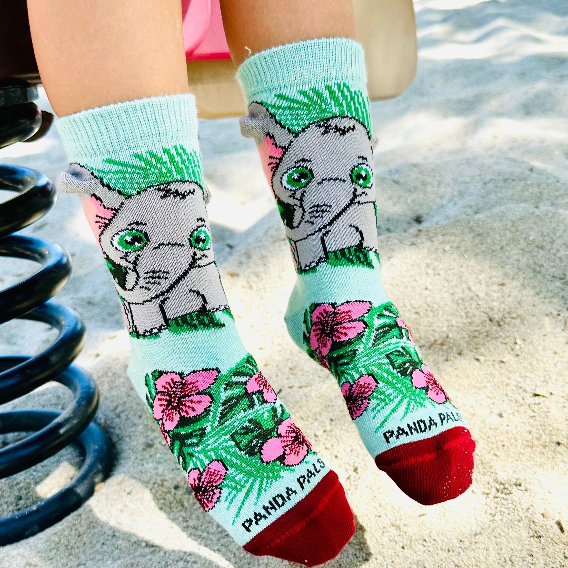 Elephant Sitting in Flowers Socks from the Sock Panda (Ages 3-7)