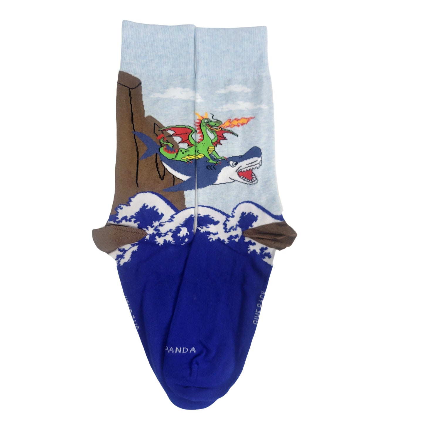 Dragon Riding a Shark Socks from the Sock Panda