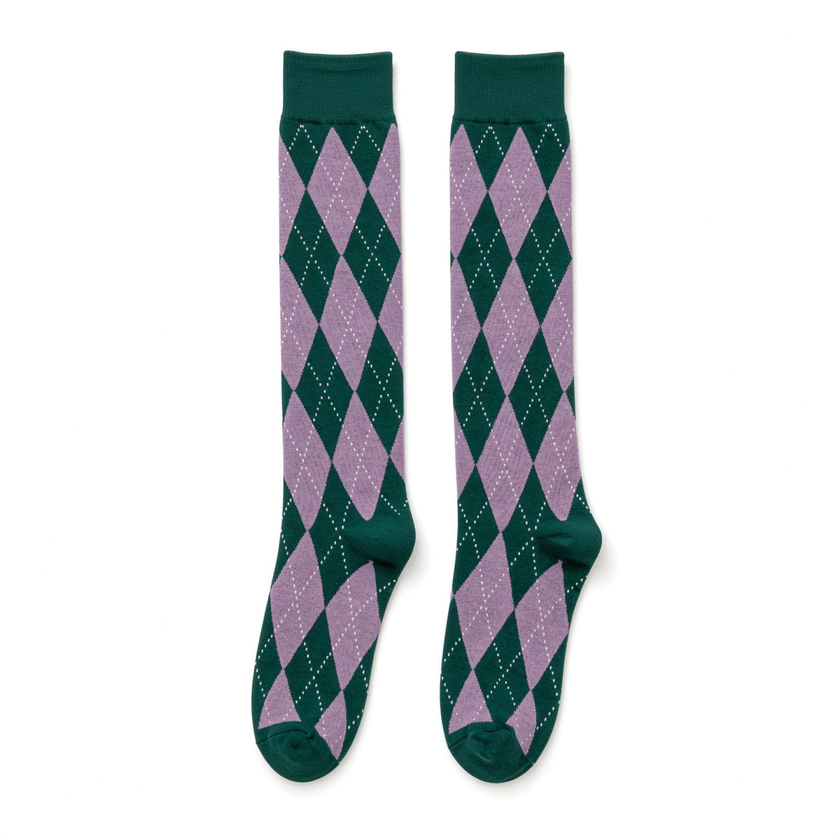 Argyle Socks from the Sock Panda (Knee High) Lavender and Forest Green