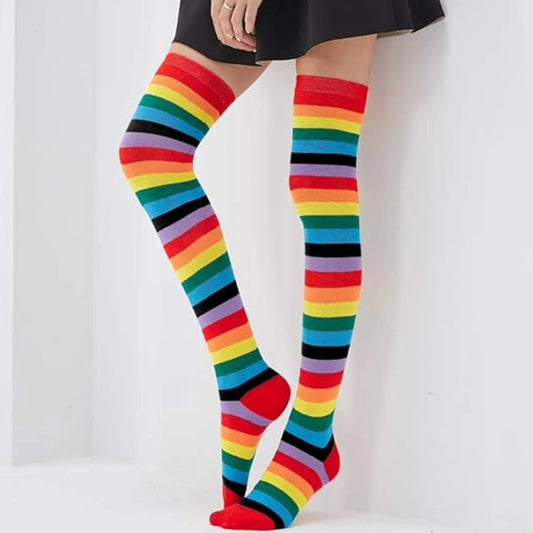 Rainbow Stripe Pattern Socks from the Sock Panda (Thigh High)