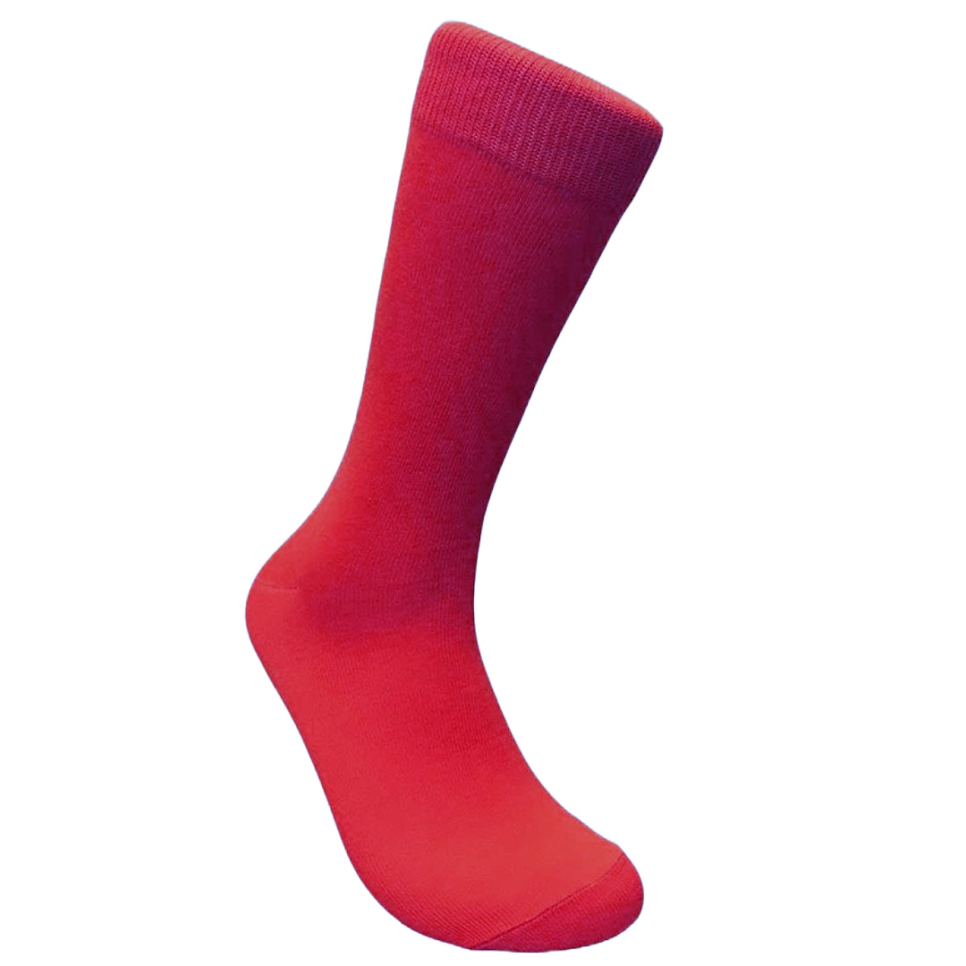Solid Color Crew Cotton Dress Socks - Red