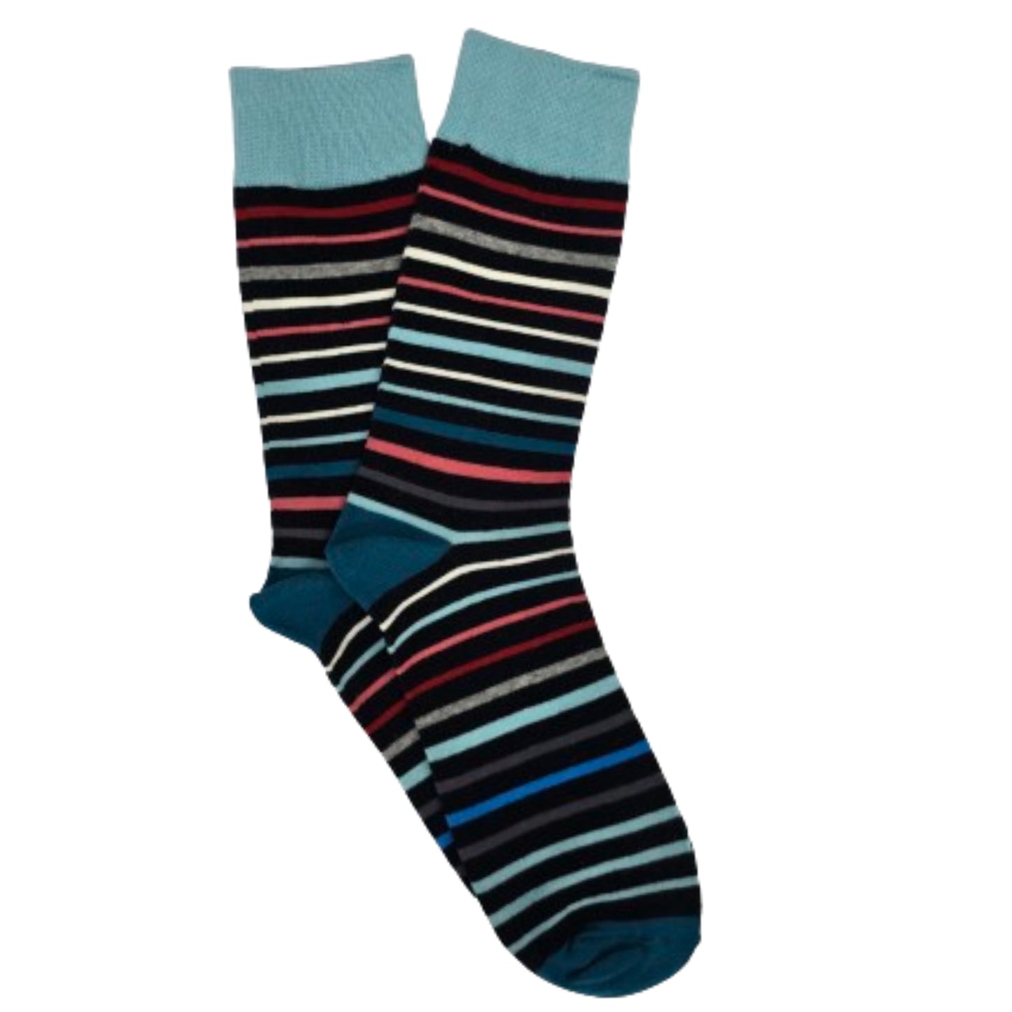 Teal Striped Socks from the Sock Panda (Adult Large - Men's Shoe Sizes 8-12)