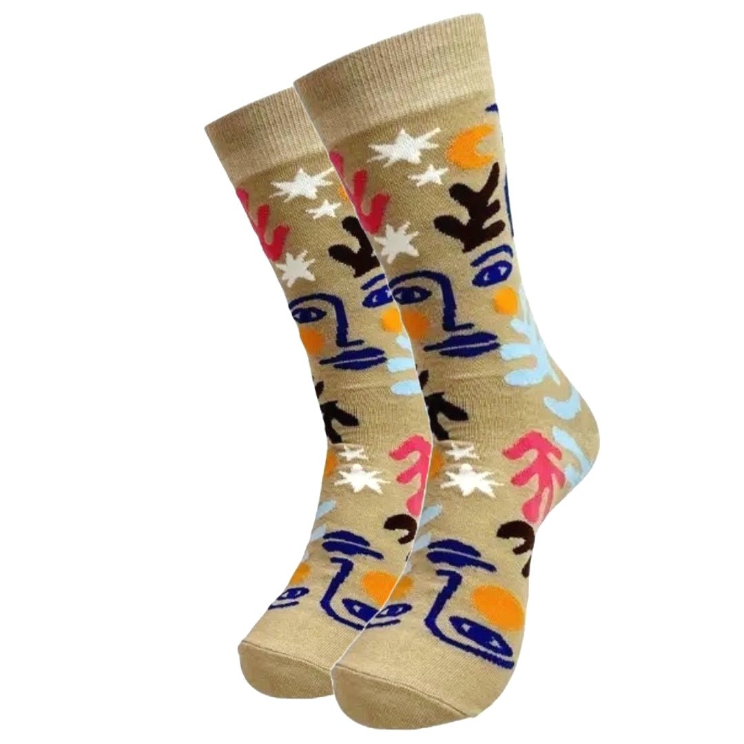 Abstract Art Socks from the Sock Panda (Adult Medium - Women's Shoe Sizes 5-10), AbstractFaceMd