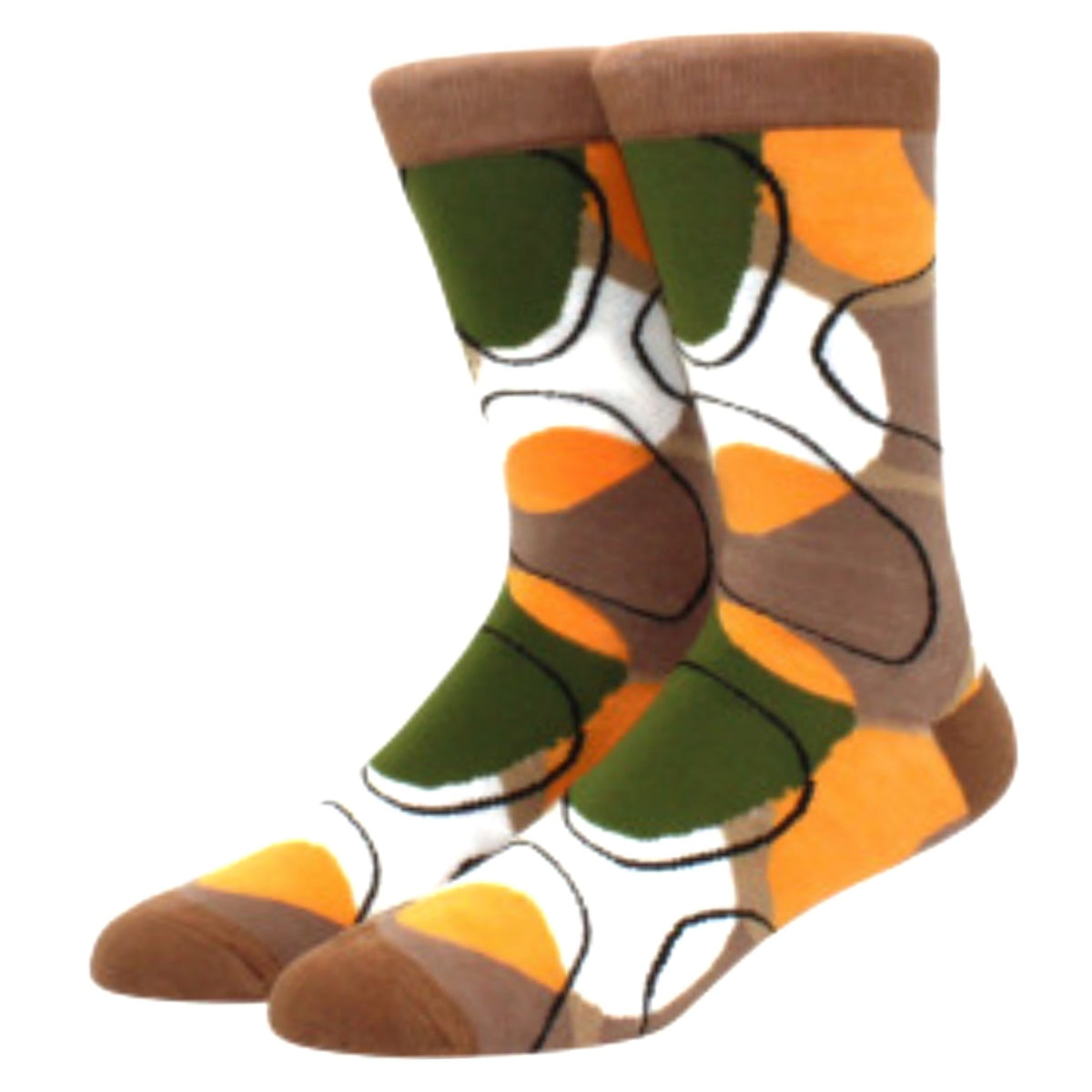 Abstract Geometric Pattern Socks from the Sock Panda (Adult Large - Men's Shoe Sizes 8-12), ABGRoBrownLg
