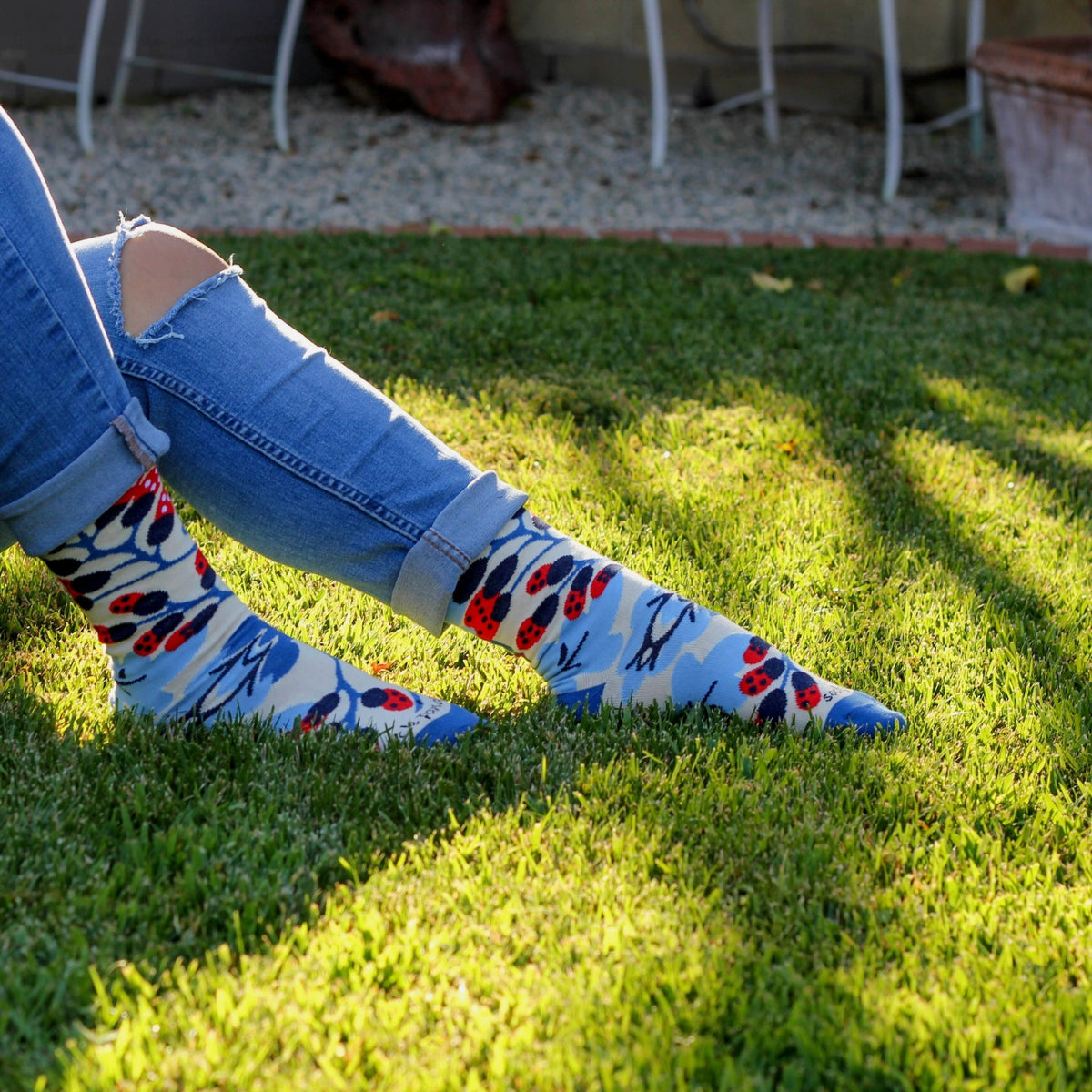 Abstract Ladybug in the Flowers Socks (Adult Medium), Ladybug