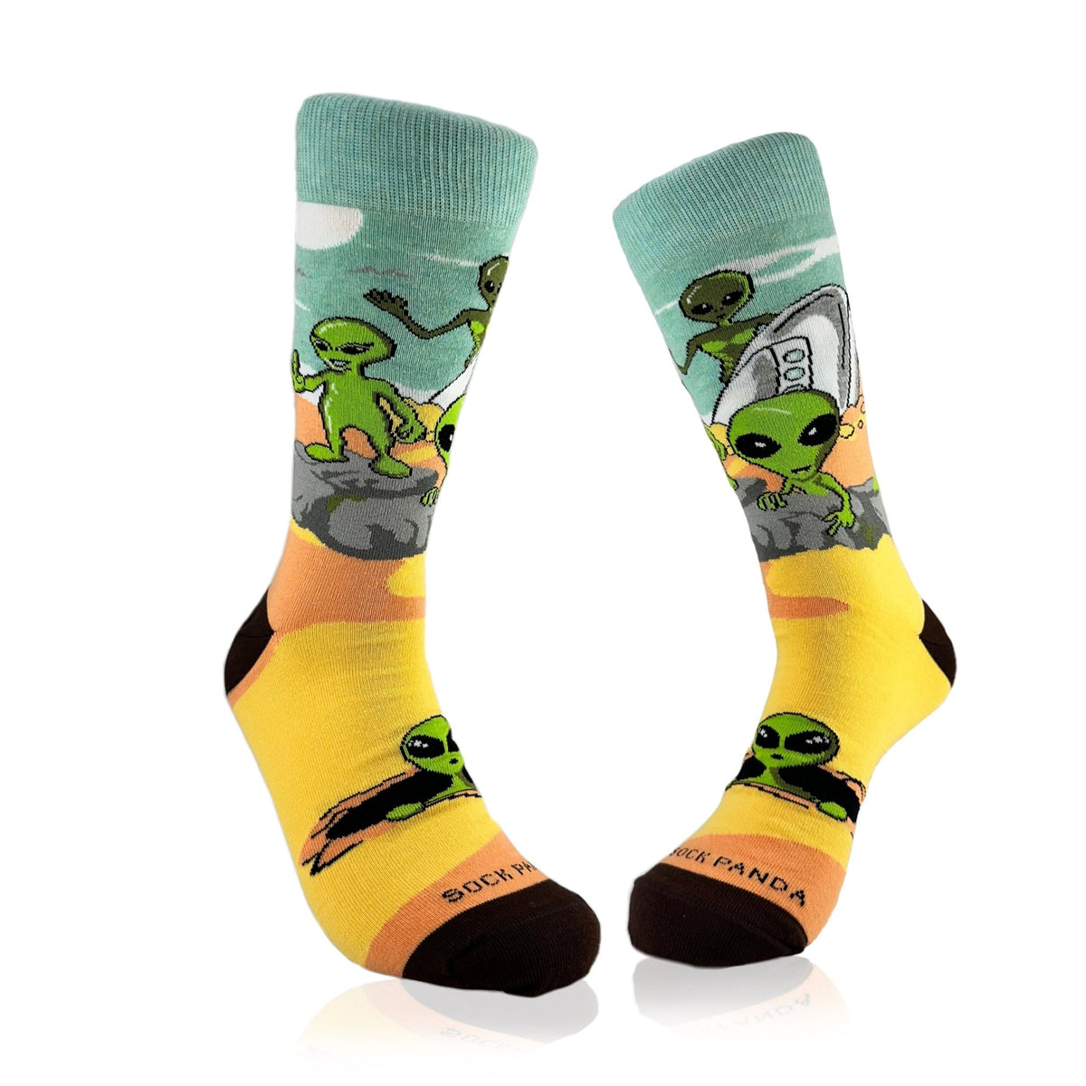 Alien Desert Crash Landing Socks from the Sock Panda, AlienRoswellLg