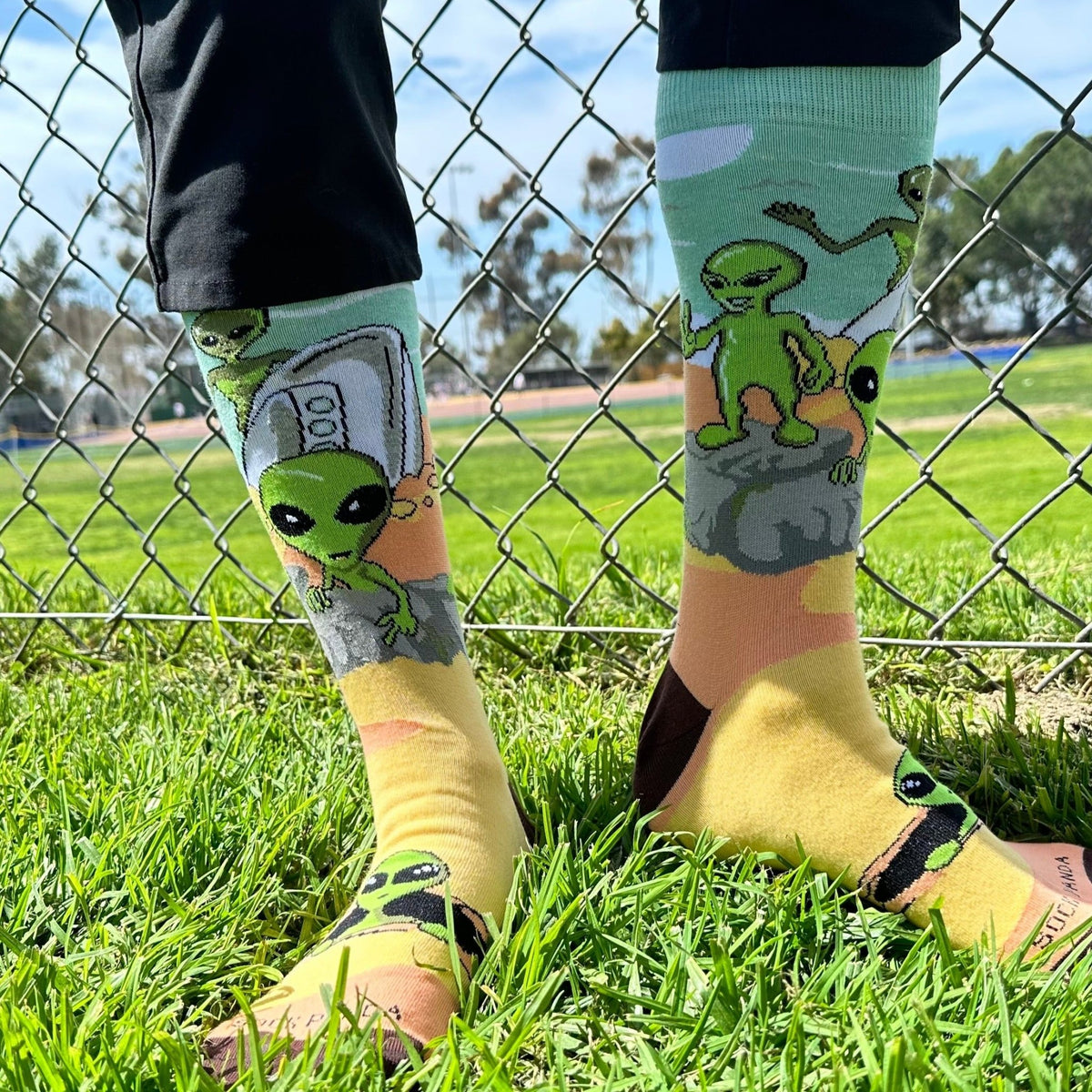 Alien Desert Crash Landing Socks from the Sock Panda, AlienRoswellLg