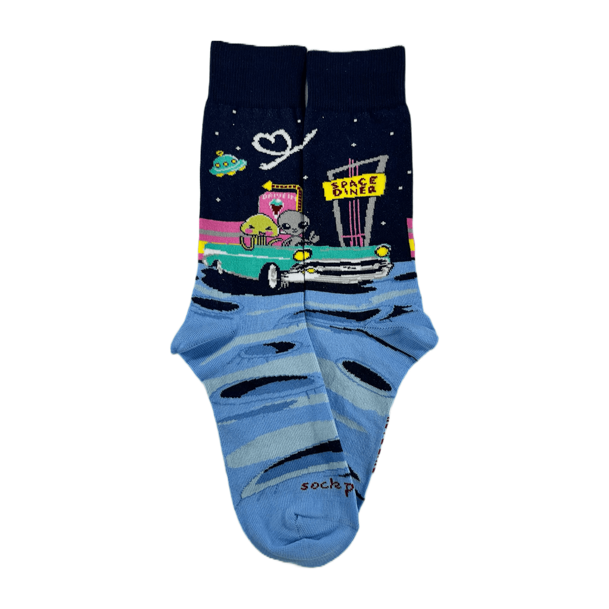 Alien Dinner Date Socks from the Sock Panda (Adult Medium - Women's Shoe Sizes 5-10), AlienDinnerMd
