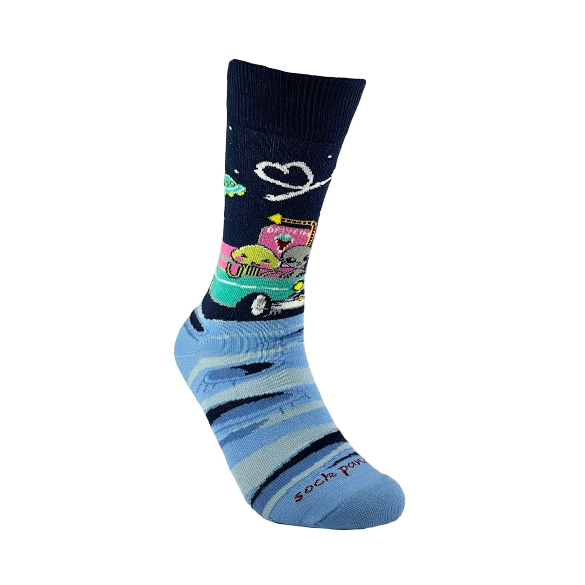 Alien Dinner Date Socks from the Sock Panda (Adult Medium - Women's Shoe Sizes 5-10), AlienDinnerMd