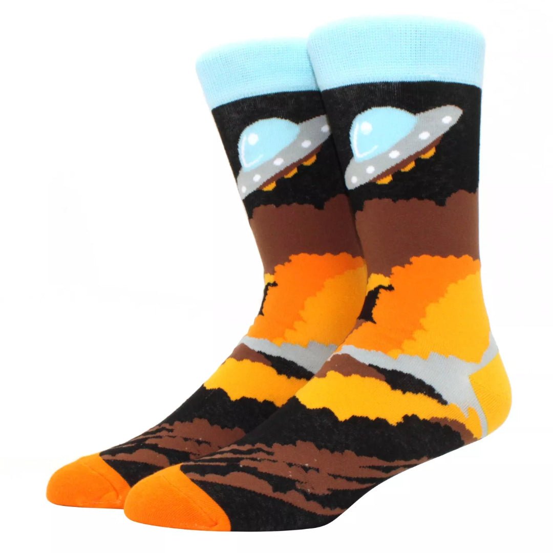 Alien UFO over Mars Socks from the Sock Panda (Adult Large), MarsShipLg