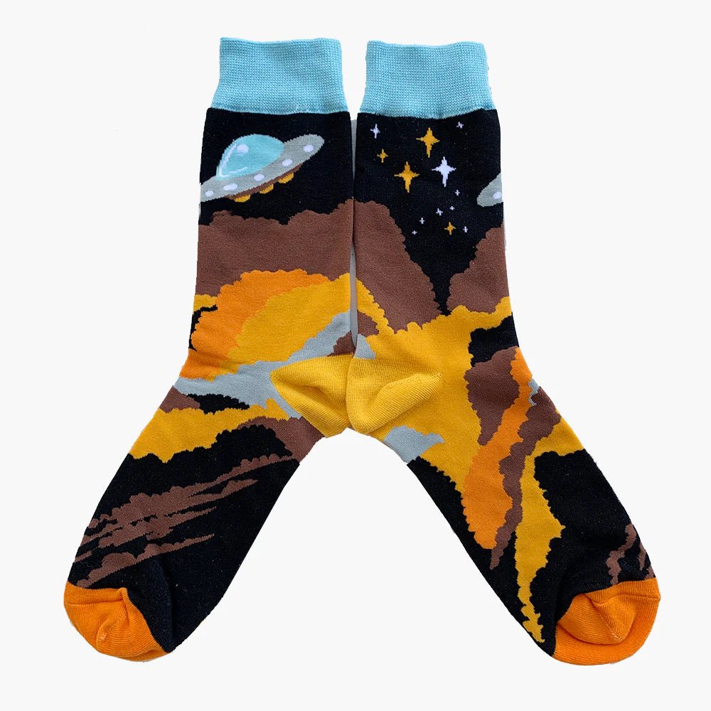 Alien UFO over Mars Socks from the Sock Panda (Adult Large), MarsShipLg