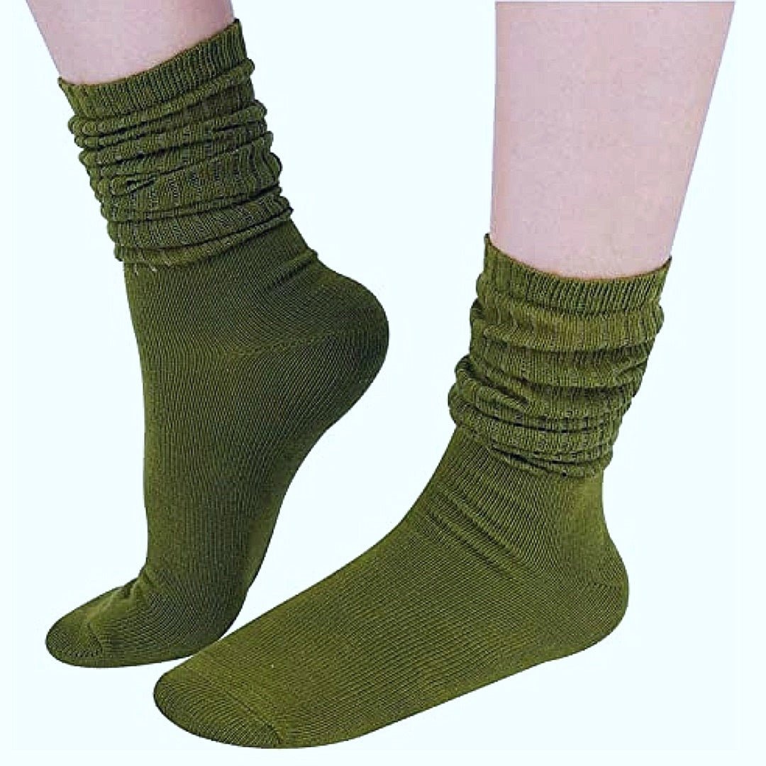 Army Green Slouch Socks (Adult Medium - Women's Shoe Sizes 5-10) - Lightweight, ArmySlouchMd