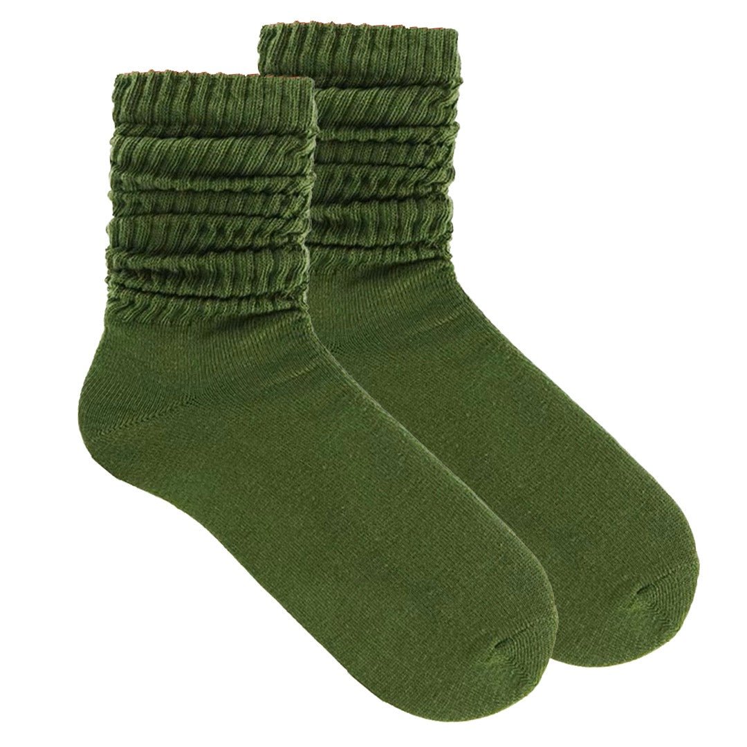 Army Green Slouch Socks (Adult Medium - Women's Shoe Sizes 5-10) - Lightweight, ArmySlouchMd