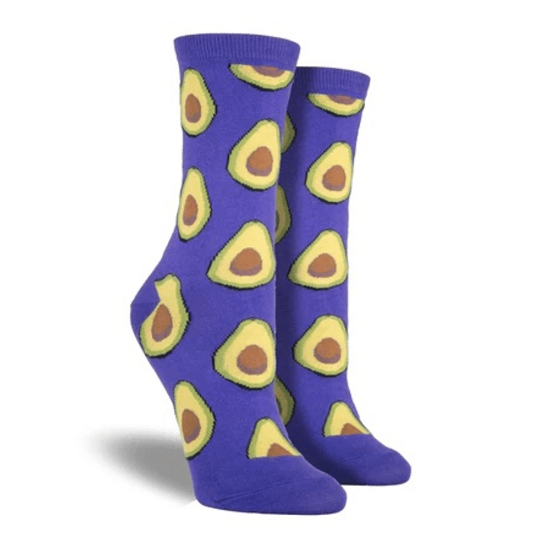 Avocado Patterned Socks from the Sock Panda (Adult Medium - Women's Shoe Sizes 5-10), PurpAvocadoMd