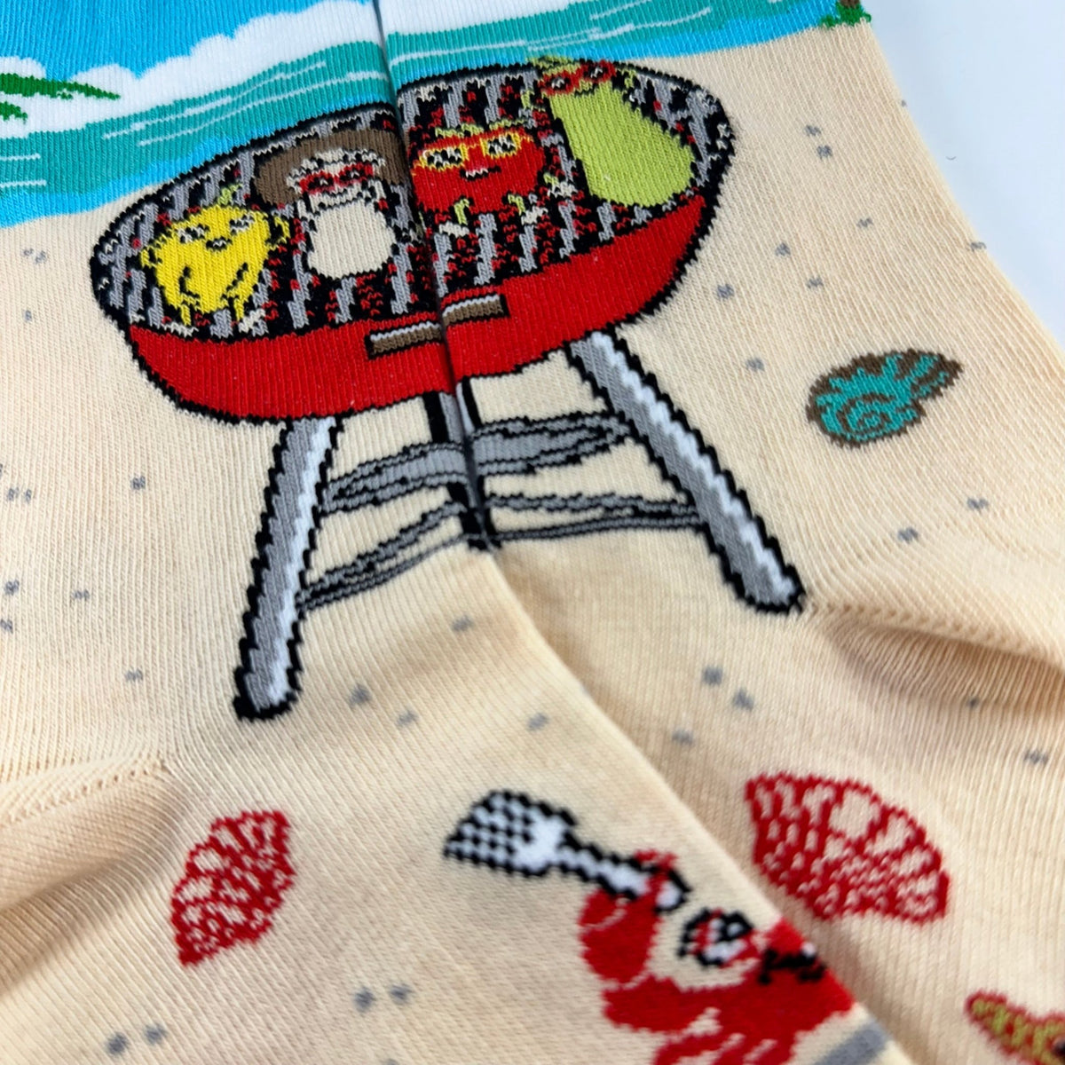 Barbeque Socks from the Sock Panda (Adult Small - Shoe Sizes 2-5), VeggyBBQSm