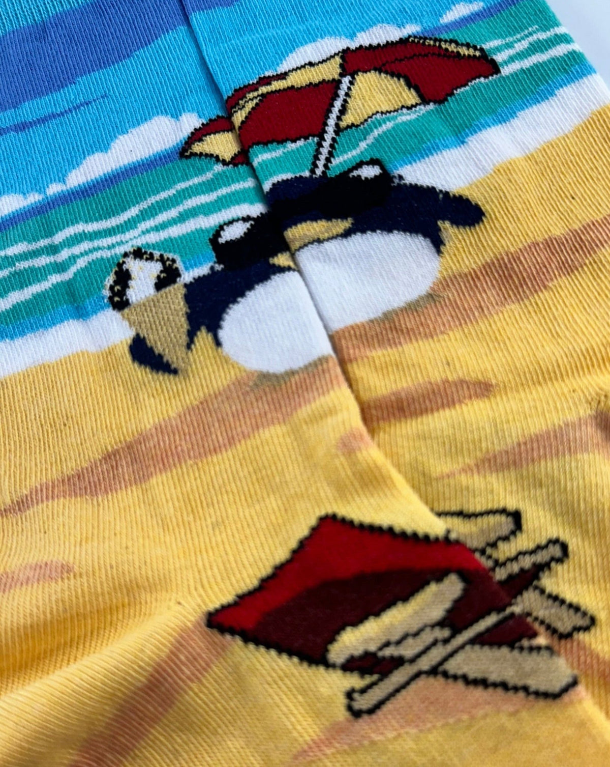Beach Penguin Socks from the Sock Panda (Adult Medium - Women's Shoe Sizes 5-10), BeachPenguinMd