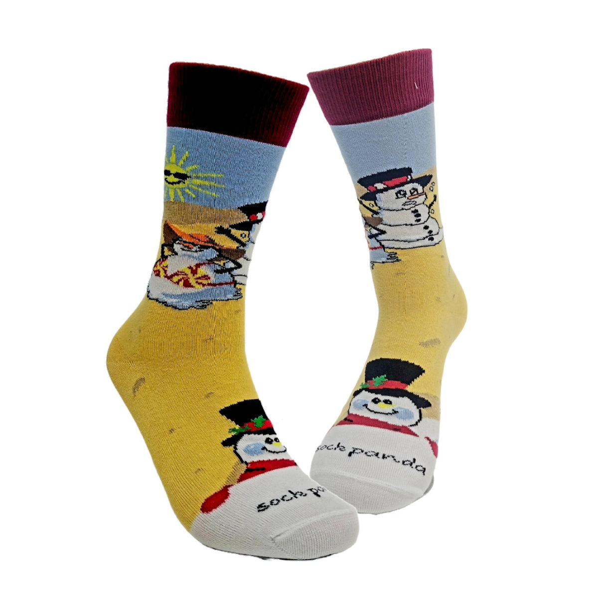 Beach Snowmen Socks from the Sock Panda (Adult Medium - Women's Shoe Sizes 5-10), BeachSnowMd