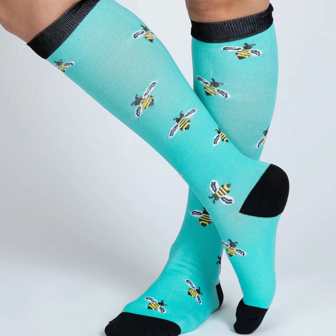 Bee Patterned Knee High (Compression Socks), BeeCompMd