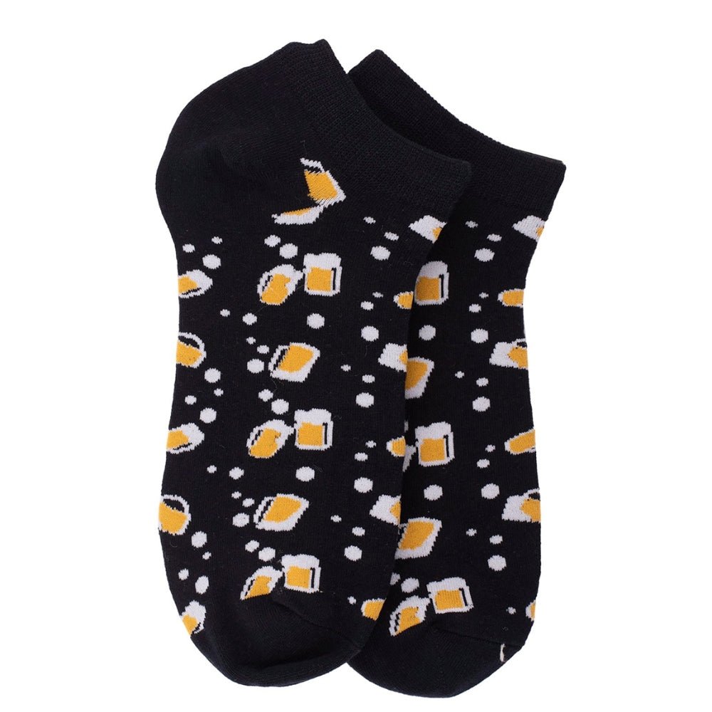 Beer Glasses Patterned Ankle Socks (Adult Large - Men's Shoe Sizes 8-12), BlackBeerAnk