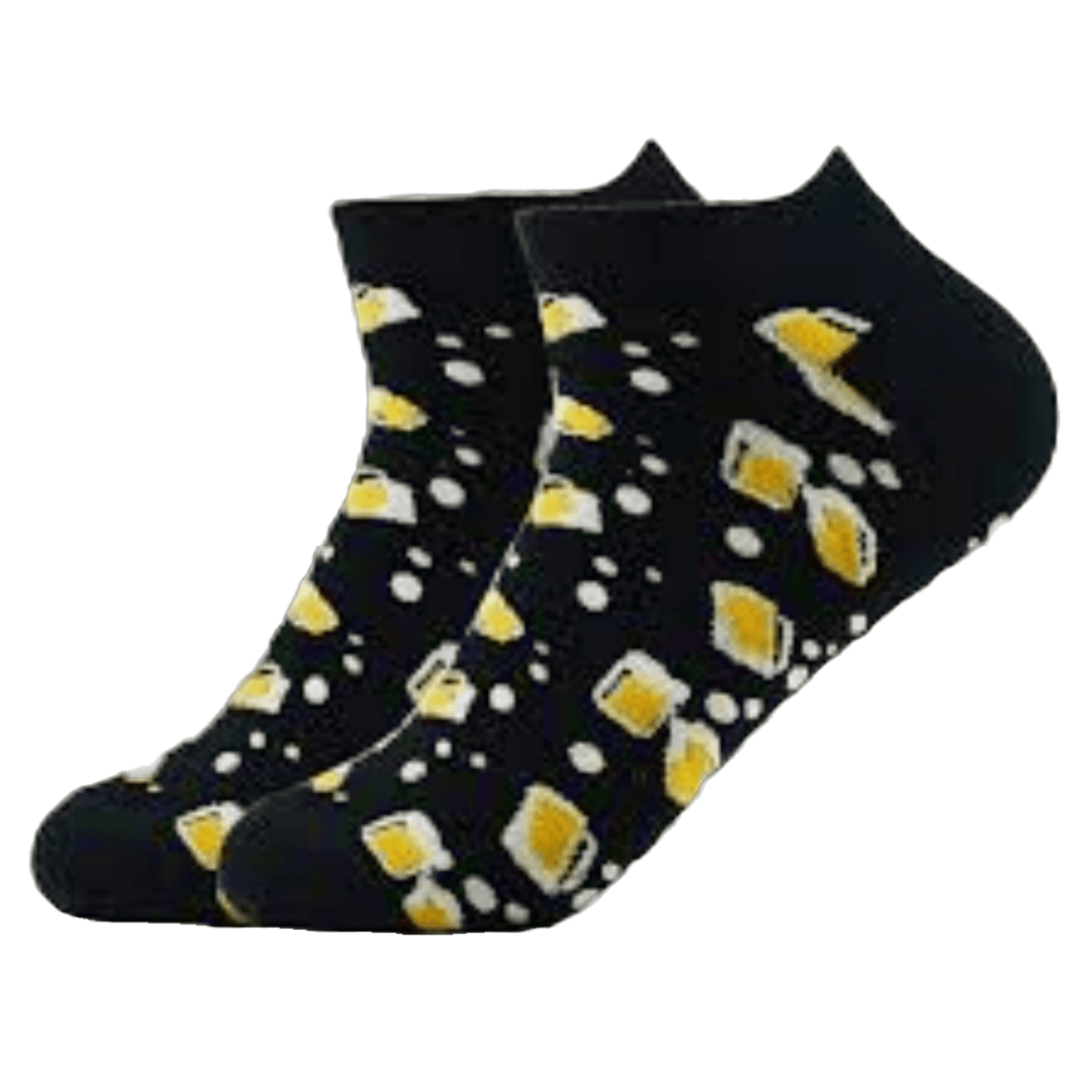 Beer Glasses Patterned Ankle Socks (Adult Large - Men's Shoe Sizes 8-12), BlackBeerAnk
