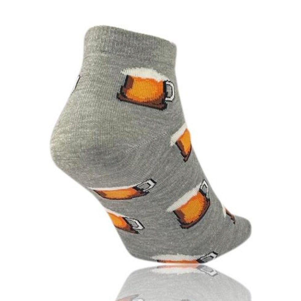 Beer Glasses Patterned Ankle Socks (Men's & Women's Sizes), BeerAnkleLg