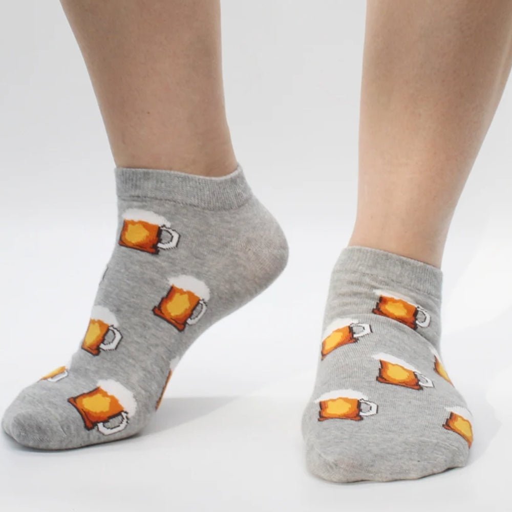 Beer Glasses Patterned Ankle Socks (Men's & Women's Sizes)