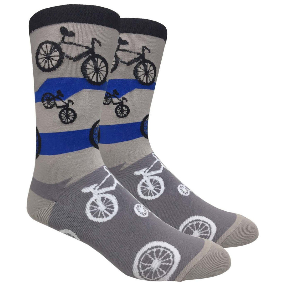 Bicycle Pattern Socks from the Sock Panda (Adult Large - Men's Shoe Sizes 8-12), Grey Bike