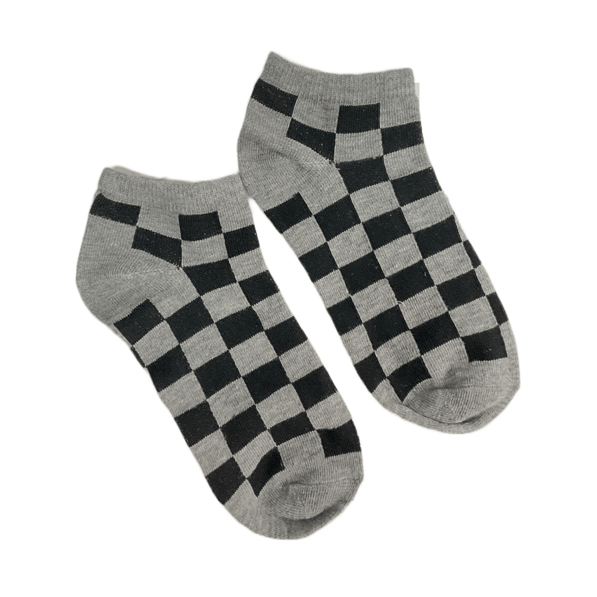 Black and Gray Checkered Ankle Socks, BlGRcheckerAnkMd