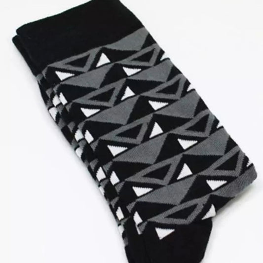 Black and Gray Triangle Socks from the Sock Panda (Adult Large - Men's Shoe Sizes 8 - 12)