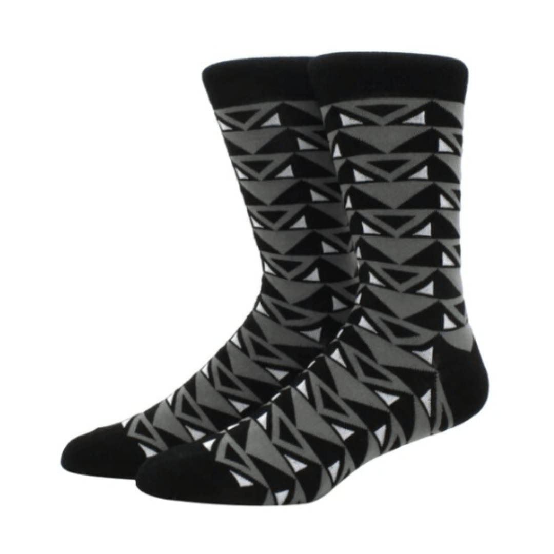 Black and Gray Triangle Socks from the Sock Panda (Adult Large - Men's Shoe Sizes 8-12), BandGTriangleLg