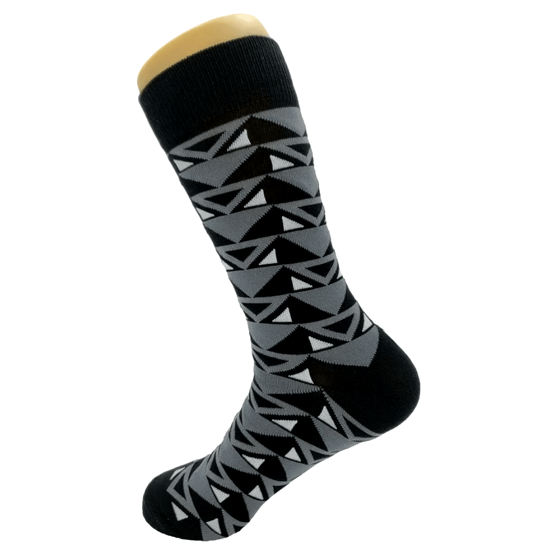 Black and Gray Triangle Socks from the Sock Panda (Adult Large - Men's Shoe Sizes 8 - 12)