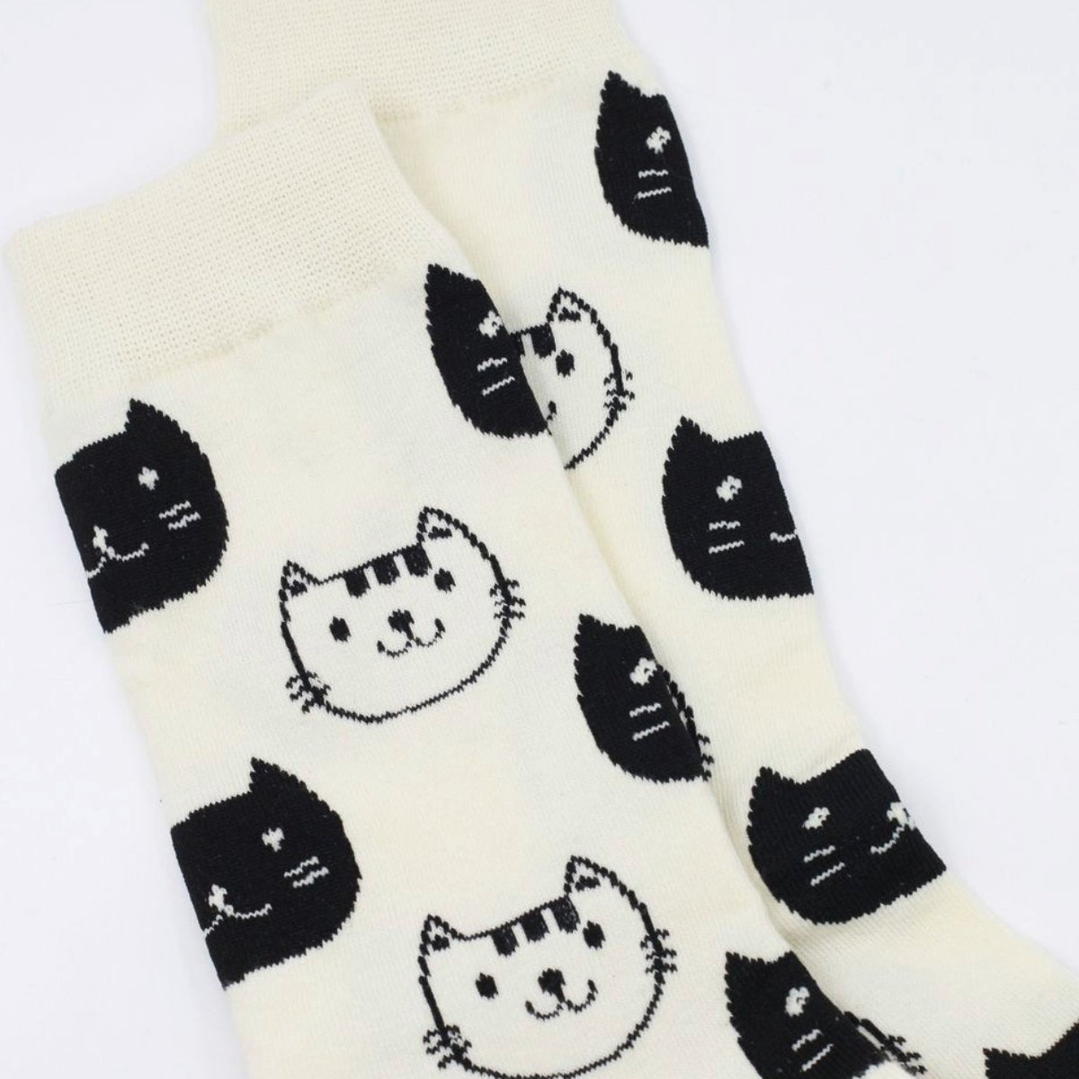 Black and White Cat Pattern Socks (Adult Medium - Women's Shoe Sizes 5-10), BWCatPattMd