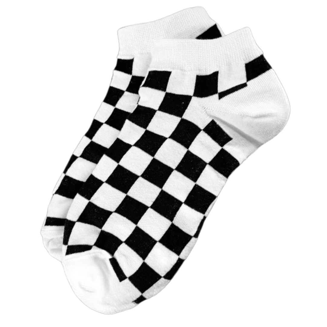 Black and White Checkered Ankle Socks, bwcheckankmd