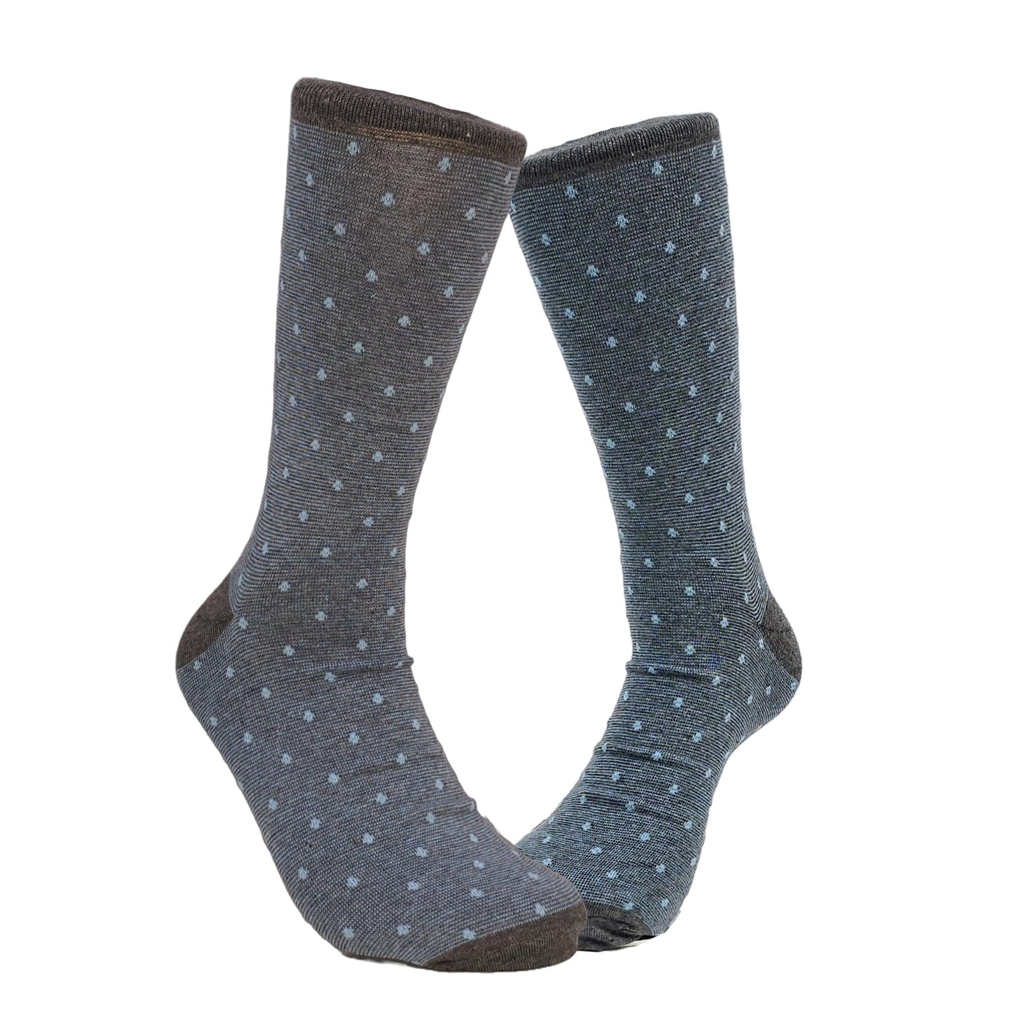 Blue Gray Polka Dot Jacquard Socks (Adult Large - Men's Shoe Sizes 8 - 12)