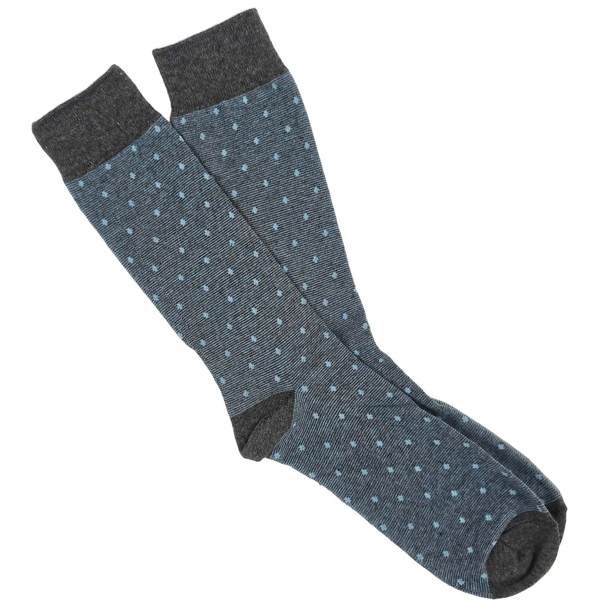 Blue Gray Polka Dot Jacquard Socks (Adult Large - Men's Shoe Sizes 8-12), JacquardBlueLg