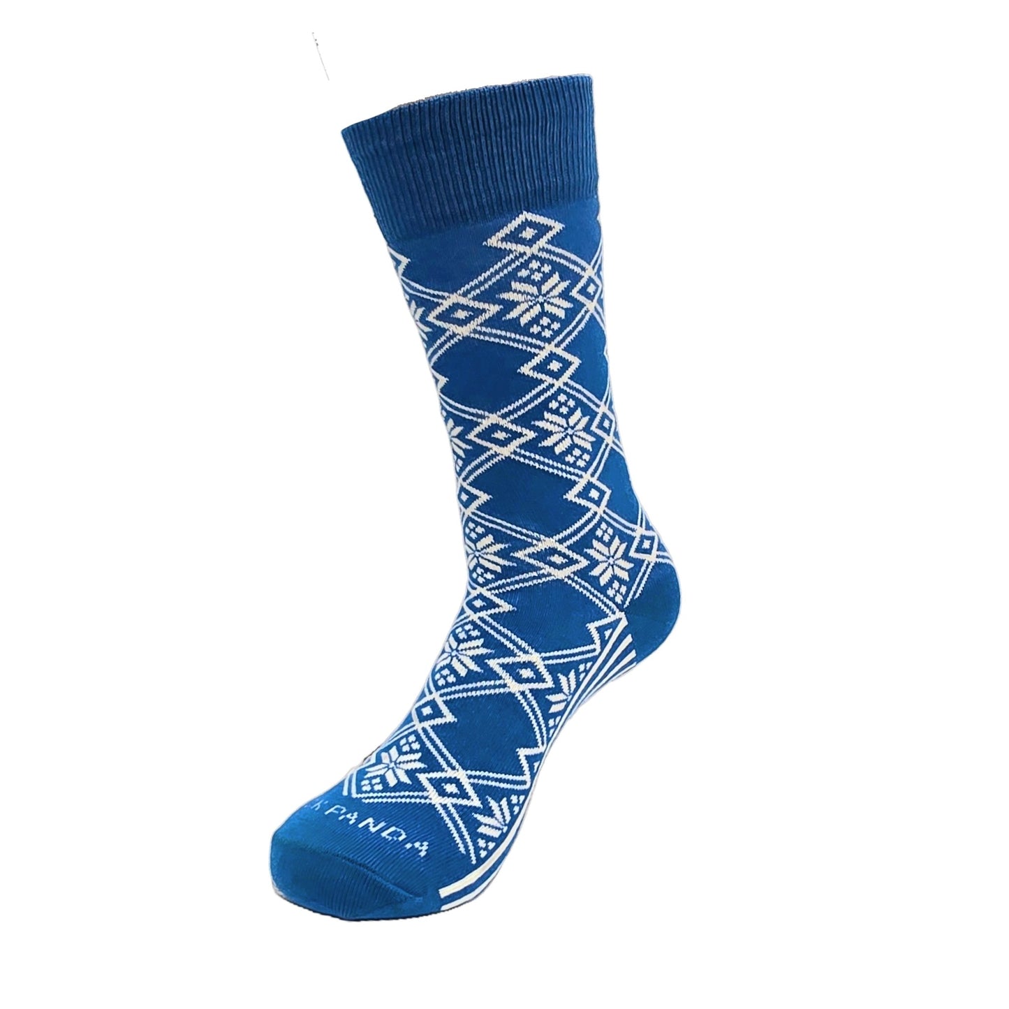 Blue Snowflake Socks the Sock Panda (Adult Small - Shoe Sizes 2 - 5)