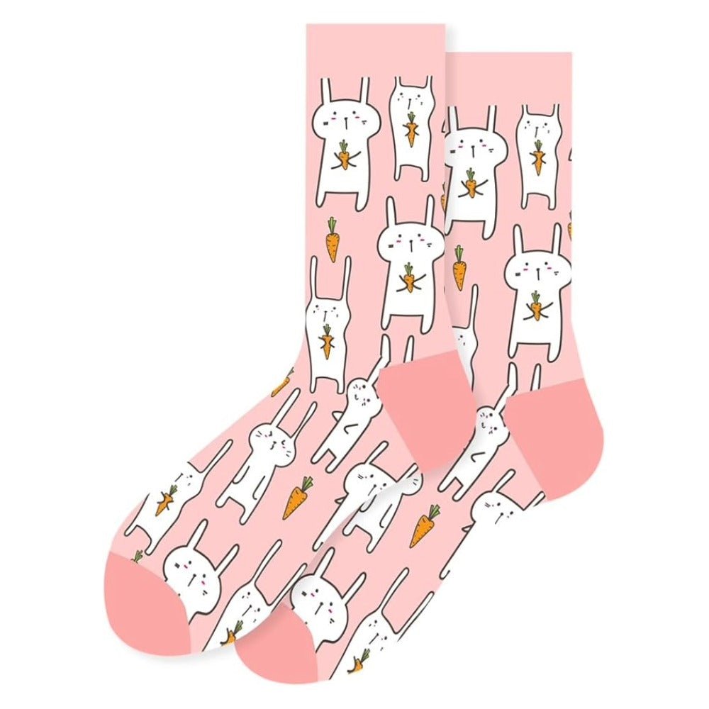 Bunny Rabbit and Carrots Socks from the Sock Panda (Adult Medium) RabbitCarrotMd