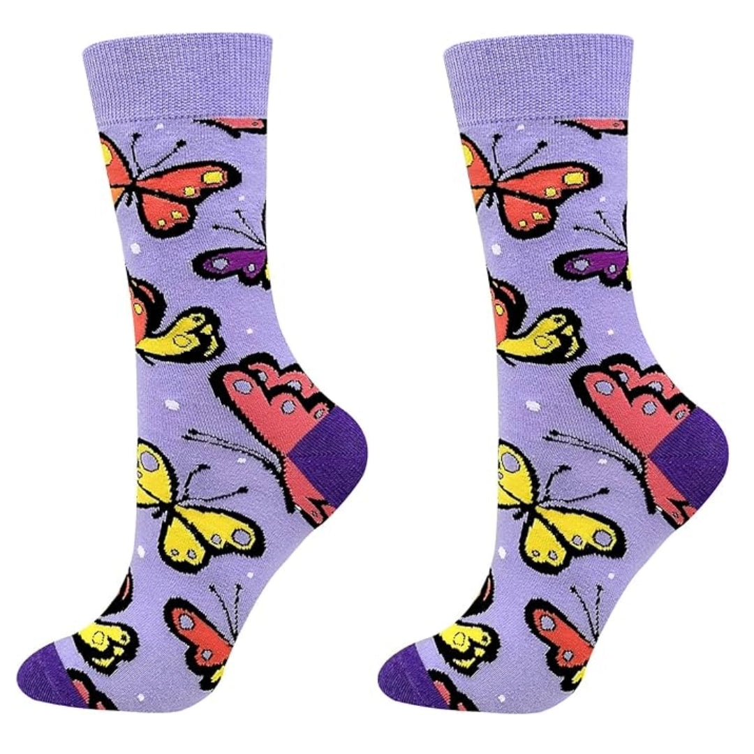 Butterfly Socks from the Sock Panda (Adult Medium), PurpButterflyMd