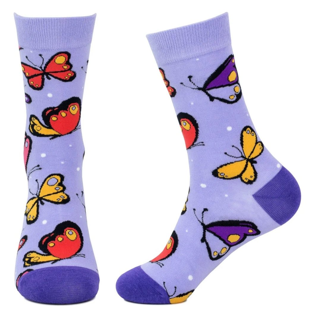Butterfly Socks from the Sock Panda (Adult Medium), PurpButterflyMd