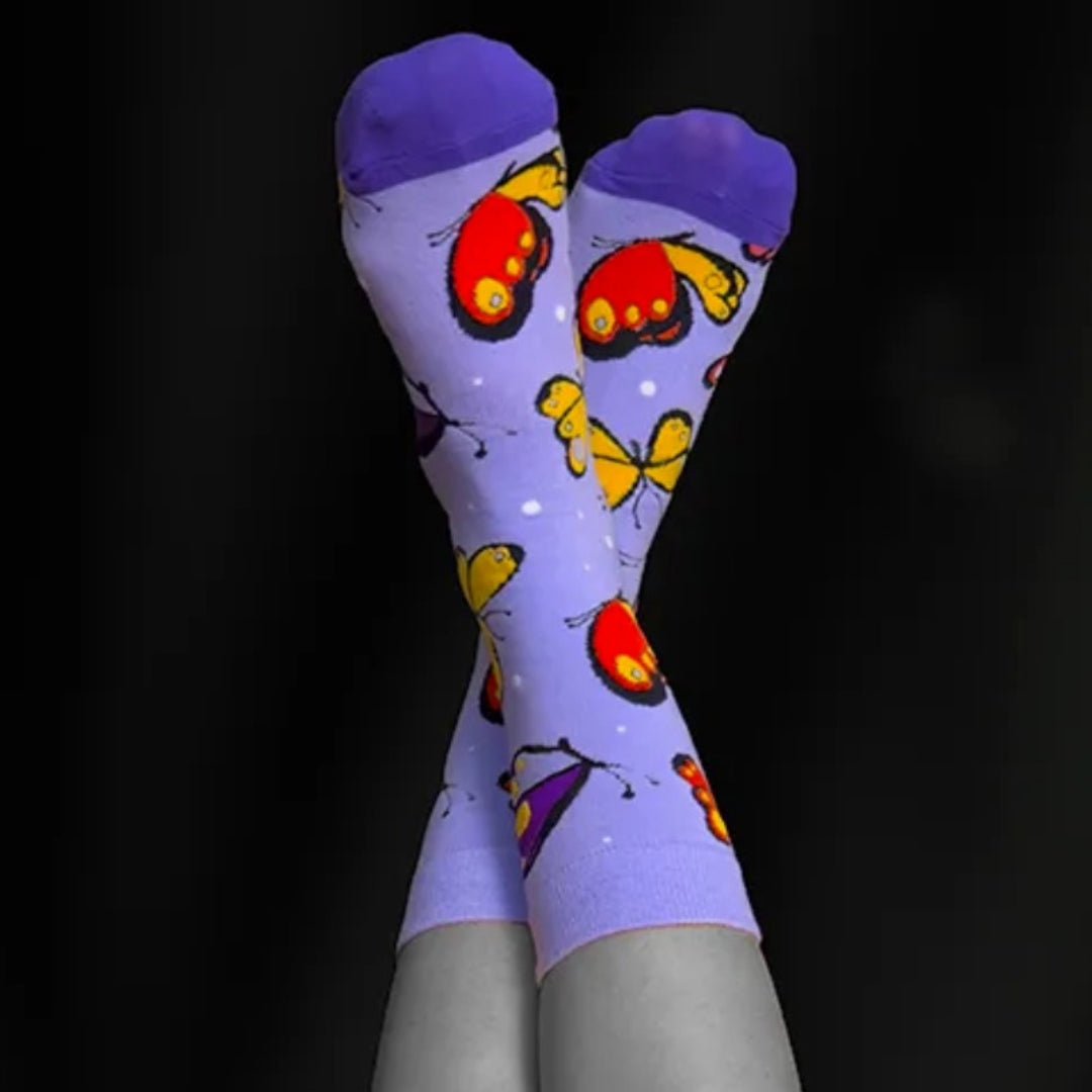 Butterfly Socks from the Sock Panda (Adult Medium), PurpButterflyMd