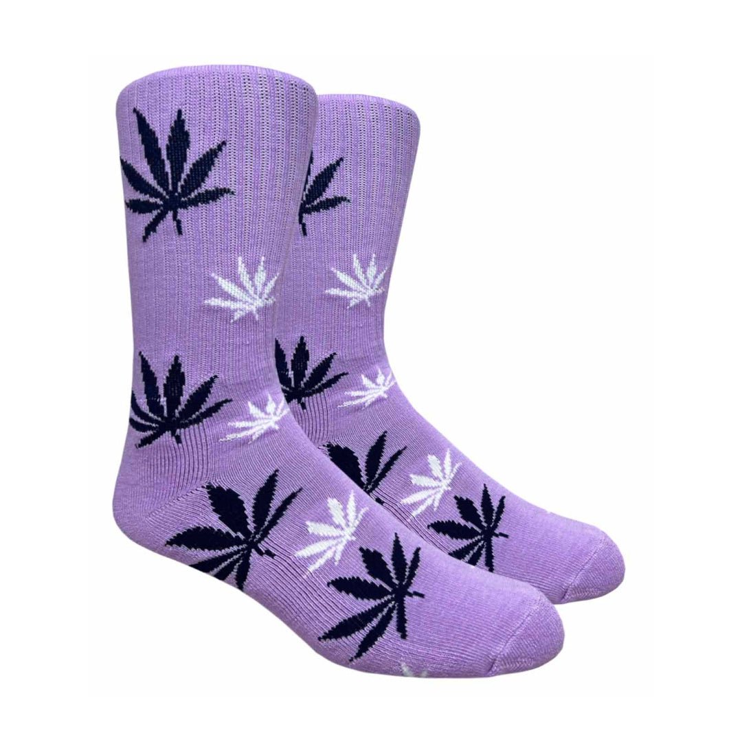 Cannabis Leaf Patterned Socks (Adult Large - Men's Shoe Sizes 8-12), PotLavenderLG