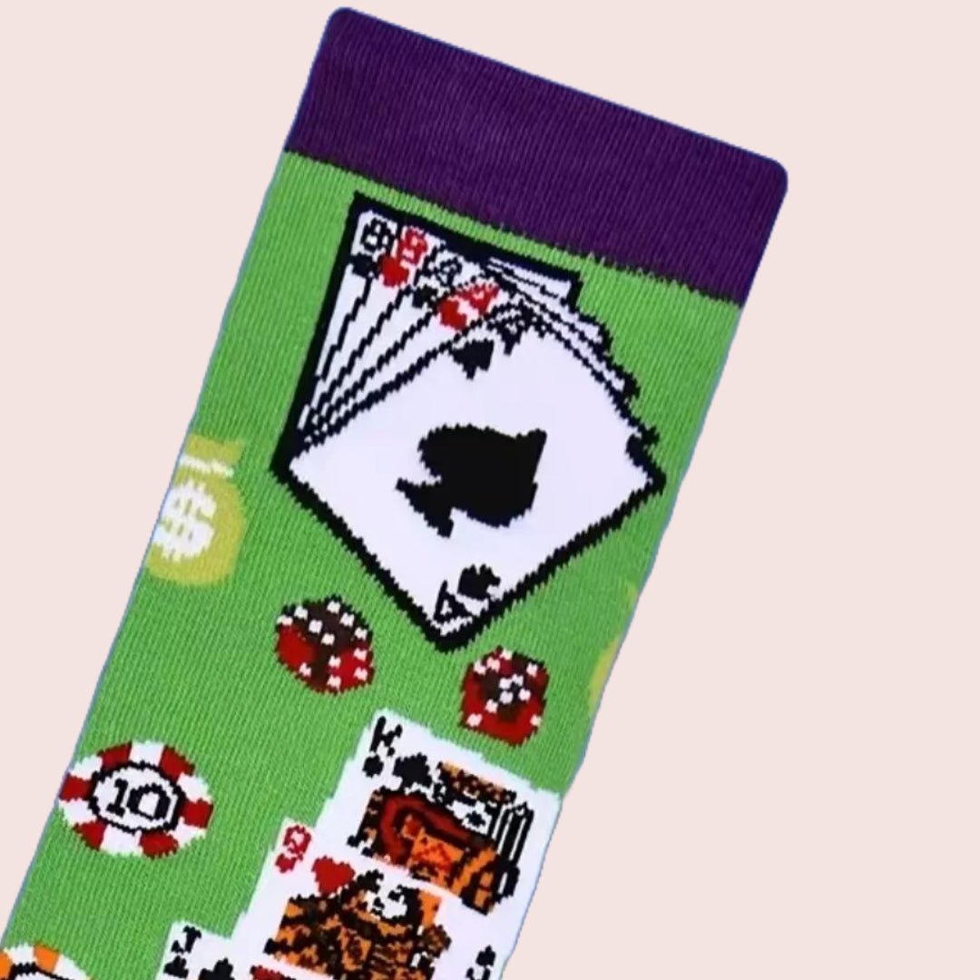 Card Shark Socks from the Sock Panda (Adult Medium), CardSharkMd