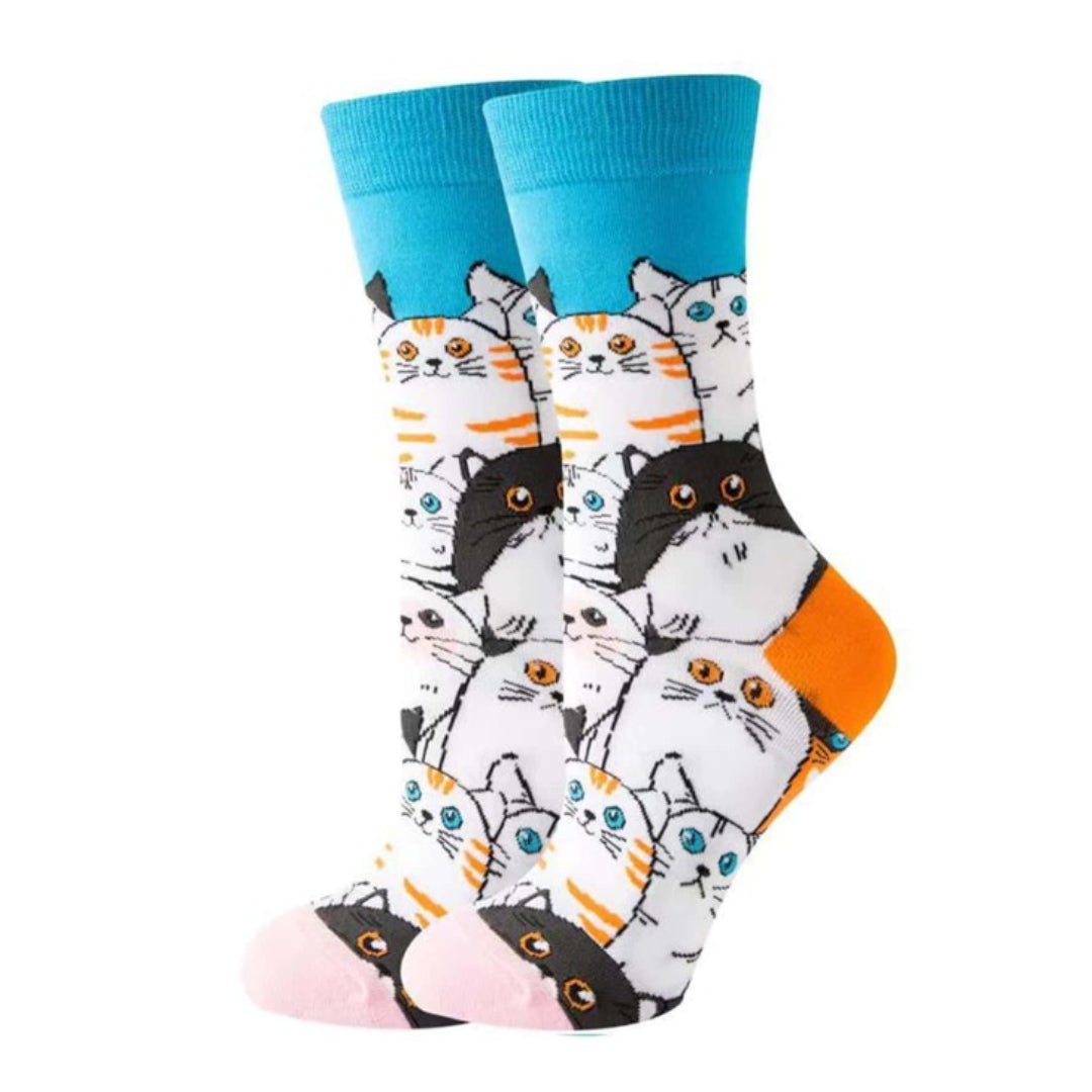 Cat Socks from the Sock Panda (Adult Medium - Women's Shoe Sizes 5-10), CartoonCatMd