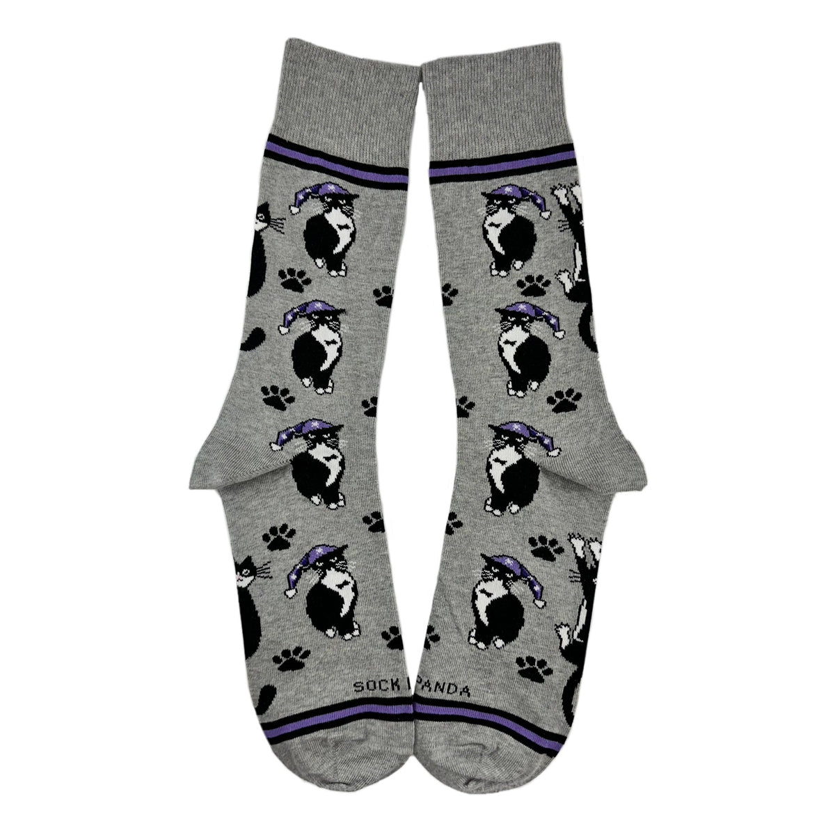Cat Wearing a Hat Socks from the Sock Panda (Adult Large - Men's Shoe Sizes 8-12), HatandCatLg