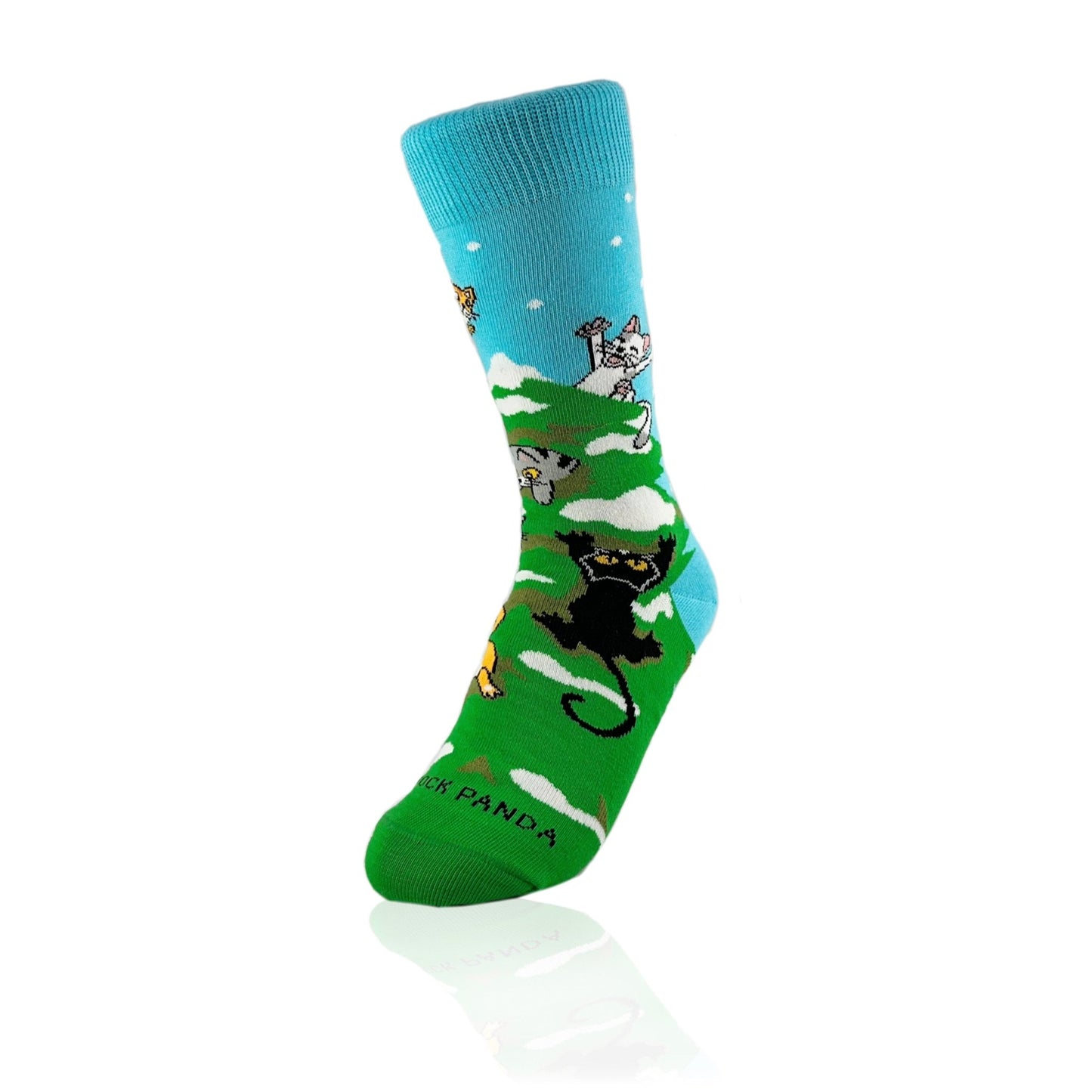 Cats in the Christmas Tree Socks from the Sock Panda (Adult Small)