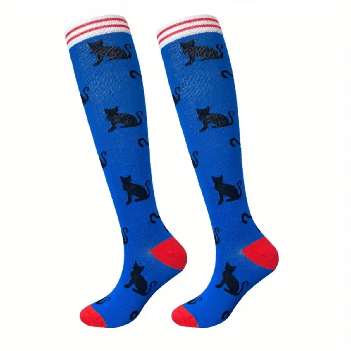 Cats Patterned Knee High (Compression Socks), CatsCompMd