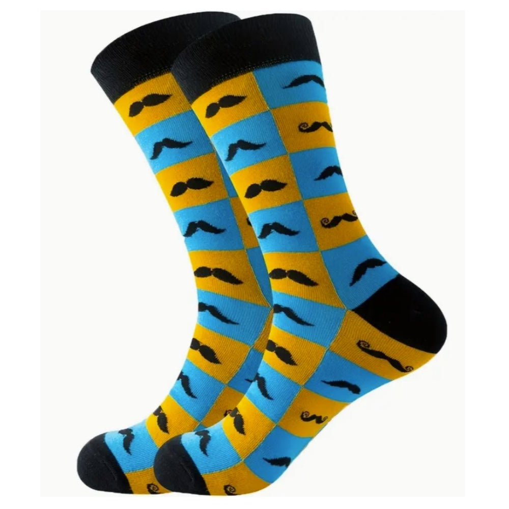 Checkered Mustache Patterned Socks from the Sock Panda (Adult Large), Checkered Mustache