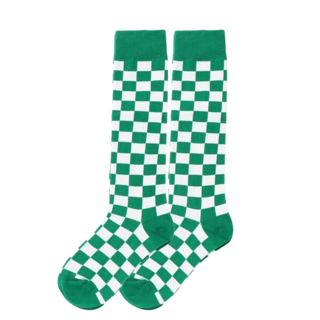 Checkered Pattern Knee High Socks (Adult Medium - Women's Shoe Sizes 5-10), GWKneeHigh2