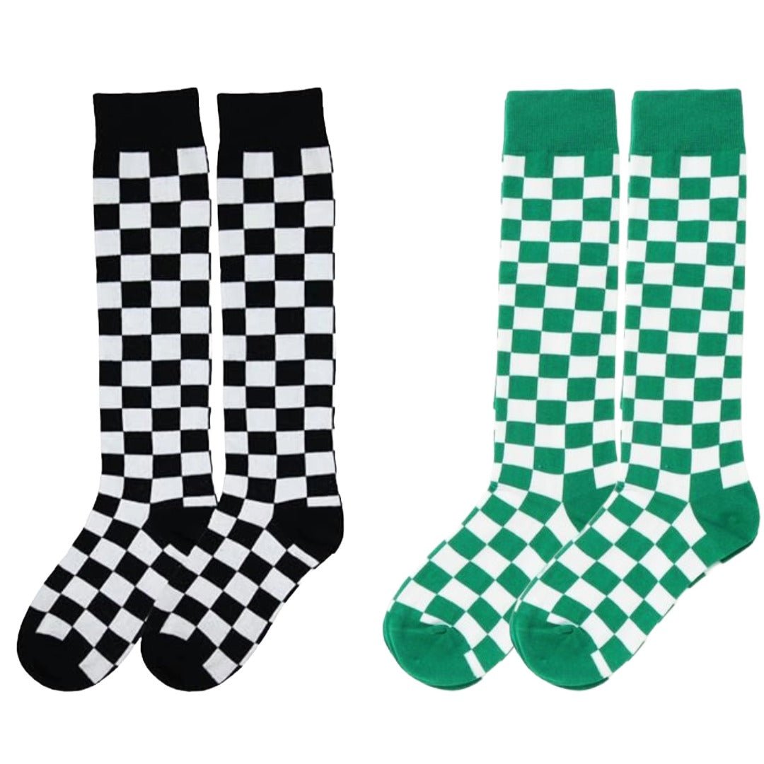 Checkered Pattern Knee High Socks (Adult Medium - Women's Shoe Sizes 5 - 10)